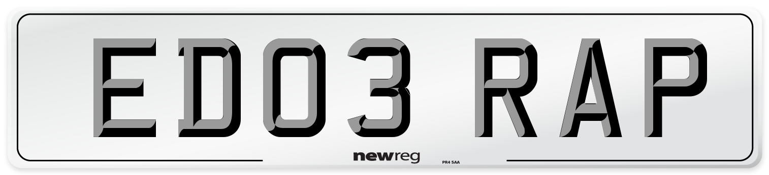ED03 RAP Number Plate from New Reg